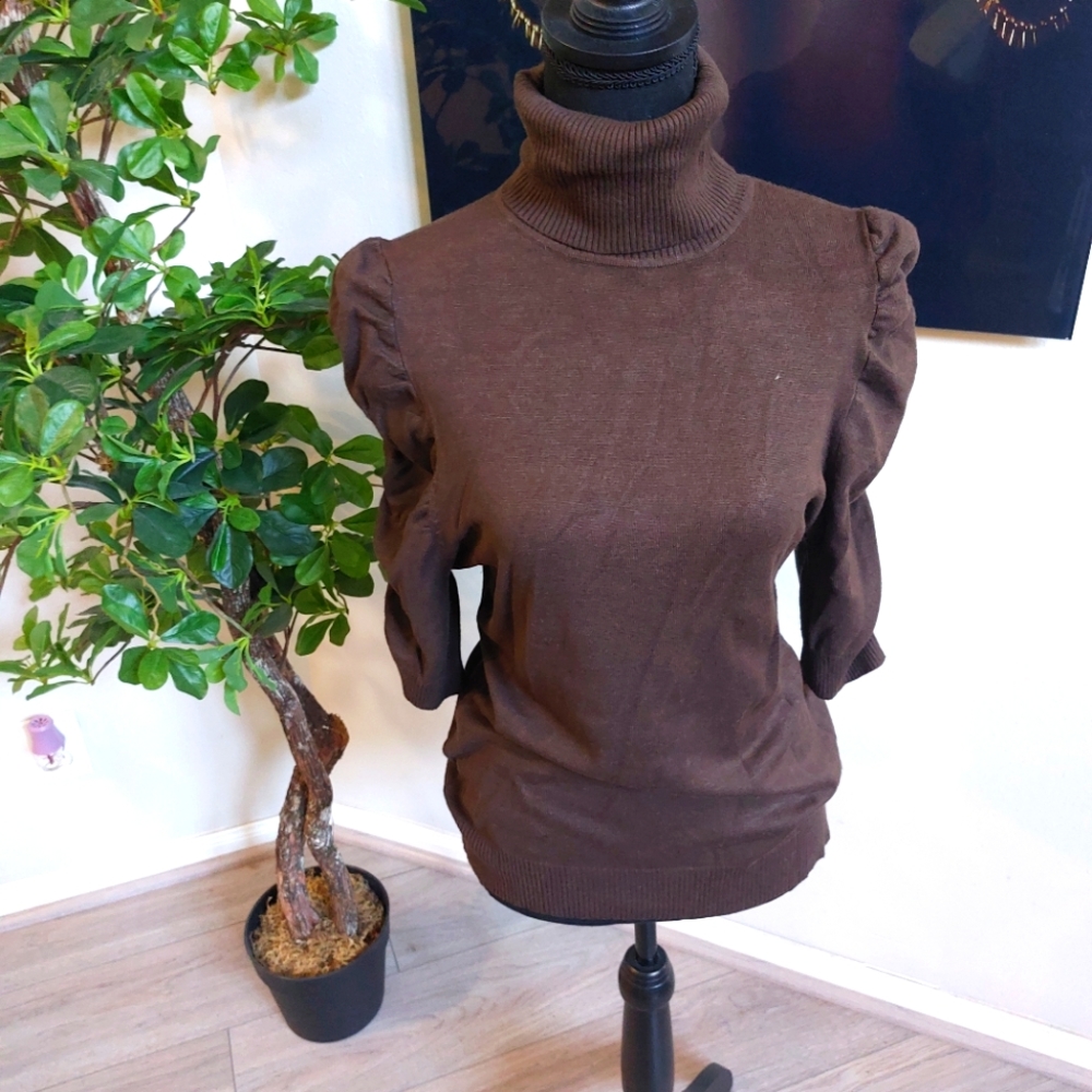 Isabella Rodriguez Chocolate Brown Women's Tuttle Neck Sweater Size Large.